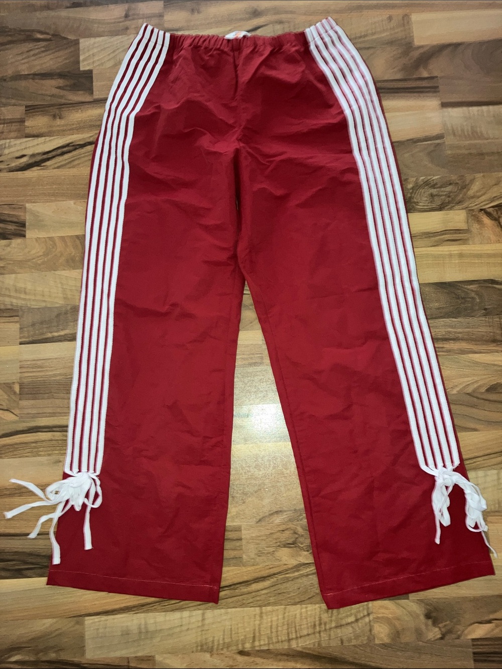 Cali 1850 red white striped wide leg track pants women’s Sz M